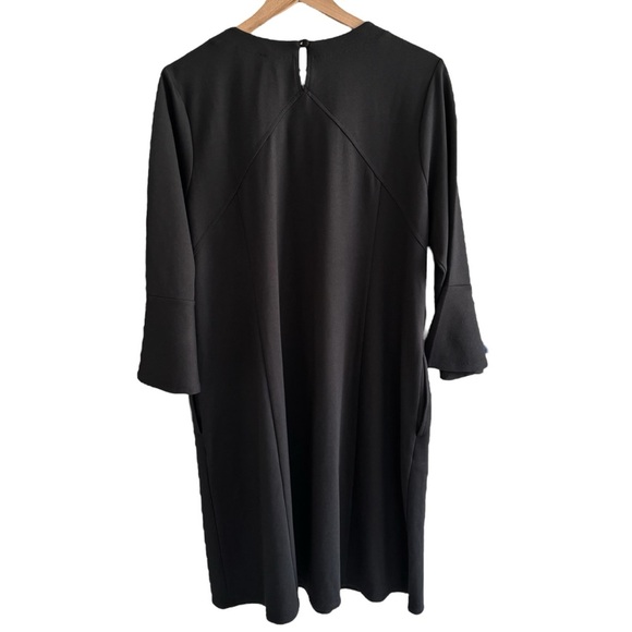 J. Jill Ponte Knit Black Dress Size Large Keyhole Back Office Workwear Stretch - Picture 9 of 16